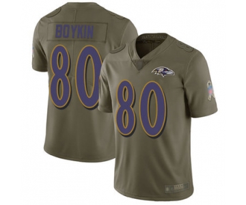 Ravens #80 Miles Boykin Olive Men's Stitched Football Limited 2017 Salute To Service Jersey