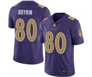 Ravens #80 Miles Boykin Purple Men's Stitched Football Limited Rush Jersey