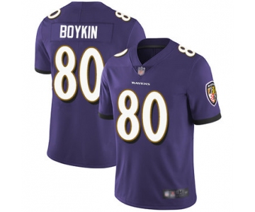 Ravens #80 Miles Boykin Purple Team Color Men's Stitched Football Vapor Untouchable Limited Jersey