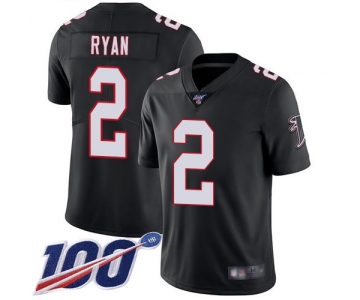 Falcons #2 Matt Ryan Black Alternate Men's Stitched Football 100th Season Vapor Limited Jersey
