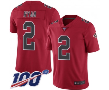 Falcons #2 Matt Ryan Red Men's Stitched Football Limited Rush 100th Season Jersey
