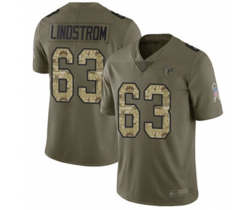 Falcons #63 Chris Lindstrom Olive Camo Men's Stitched Football Limited 2017 Salute To Service Jersey