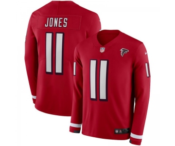 Men Nike Atlanta Falcons 11 Julio Jones red Nike Therma Long Sleeve Jersey