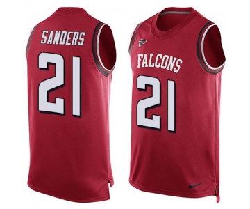 Men's Atlanta Falcons #21 Deion Sanders Red Hot Pressing Player Name & Number Nike NFL Tank Top Jersey