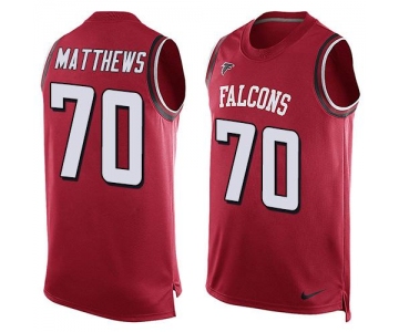 Men's Atlanta Falcons #70 Jake Matthews Red Hot Pressing Player Name & Number Nike NFL Tank Top Jersey