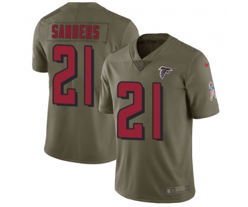 Nike Atlanta Falcons #21 Deion Sanders Olive Men's Stitched NFL Limited 2017 Salute To Service Jersey