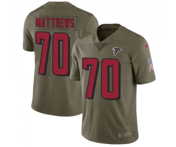 Nike Atlanta Falcons #70 Jake Matthews Olive Men's Stitched NFL Limited 2017 Salute To Service Jersey