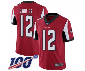 Nike Falcons #12 Mohamed Sanu Sr Red Team Color Men's Stitched NFL 100th Season Vapor Limited Jersey