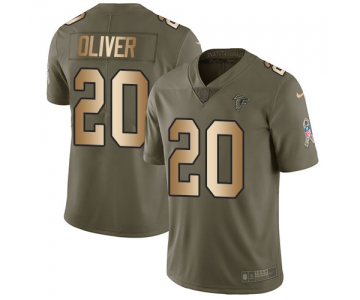 Nike Falcons #20 Isaiah Oliver Olive Gold Men's Stitched NFL Limited 2017 Salute To Service Jersey