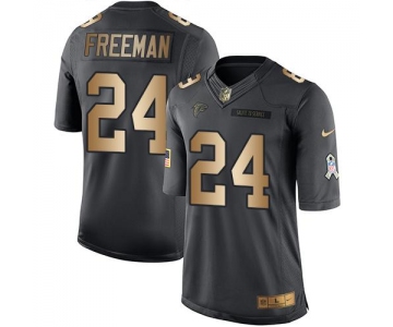 Nike Falcons #24 Devonta Freeman Black Men's Stitched NFL Limited Gold Salute To Service Jersey
