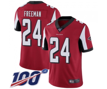 Nike Falcons #24 Devonta Freeman Red Team Color Men's Stitched NFL 100th Season Vapor Limited Jersey