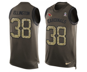 Men's Arizona Cardinals #38 Andre Ellington Green Salute to Service Hot Pressing Player Name & Number Nike NFL Tank Top Jersey