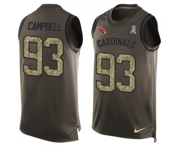 Men's Arizona Cardinals #93 Calais Campbell Green Salute to Service Hot Pressing Player Name & Number Nike NFL Tank Top Jersey