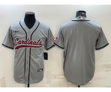 Men's Arizona Cardinals Blank Grey With Patch Cool Base Stitched Baseball Jersey