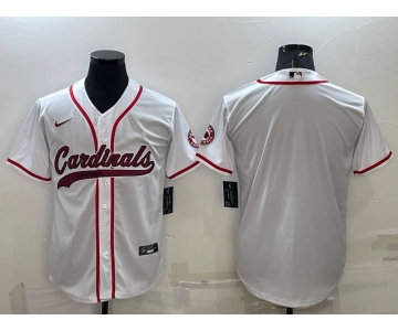 Men's Arizona Cardinals Blank White With Patch Cool Base Stitched Baseball Jersey