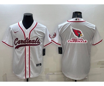 Men's Arizona Cardinals White Team Big Logo With Patch Cool Base Stitched Baseball Jersey