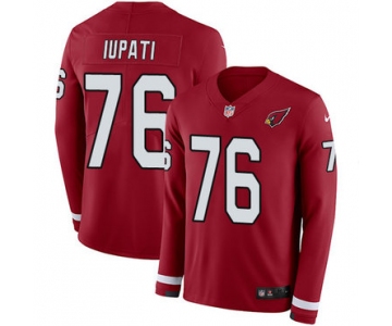 Nike Cardinals #76 Mike Iupati Red Team Color Men's Stitched NFL Limited Therma Long Sleeve Jersey