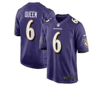 Men's Nike Baltimore Ravens #6 Patrick Queen Purple Game Player Jersey