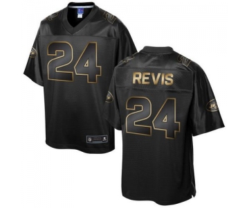 Nike Jets #24 Darrelle Revis Pro Line Black Gold Collection Men's Stitched NFL Game Jersey
