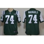 Nike New York Jets #74 Nick Mangold Green Game Jersey