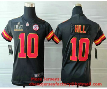 Youth Kansas City Chiefs #10 Tyreek Hill Black 2021 Super Bowl LV Vapor Untouchable Stitched Nike Limited NFL Jersey