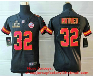 Youth Kansas City Chiefs #32 Tyrann Mathieu Black 2021 Super Bowl LV Vapor Untouchable Stitched Nike Limited NFL Jersey