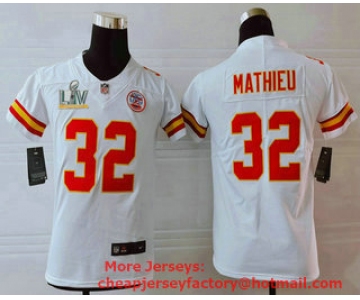 Youth Kansas City Chiefs #32 Tyrann Mathieu White 2021 Super Bowl LV Vapor Untouchable Stitched Nike Limited NFL Jersey