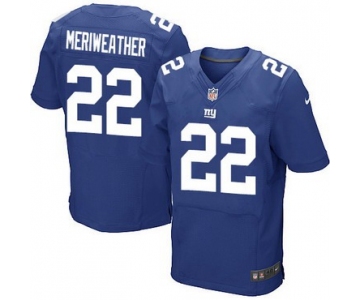 Men's New York Giants #22 Brandon Meriweather Royal Blue Team Color NFL Nike Elite Jersey