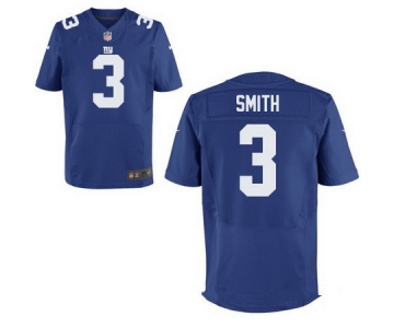 Men's New York Giants #3 Geno Smith Royal Blue Team Color Stitched NFL Nike Elite Jersey