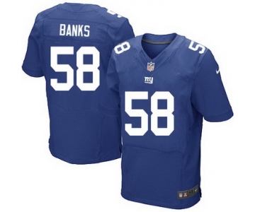 Men's New York Giants #58 Carl Banks Royal Blue Team Color NFL Nike Elite Jersey