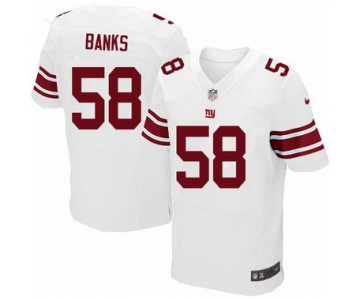 Men's New York Giants #58 Carl Banks White Road NFL Nike Elite Jersey