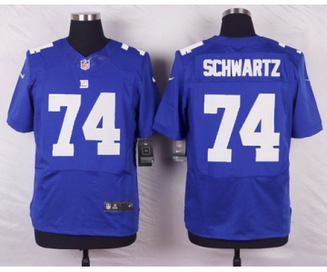 Men's New York Giants #74 Geoff Schwartz Royal Blue Team Color NFL Nike Elite Jersey