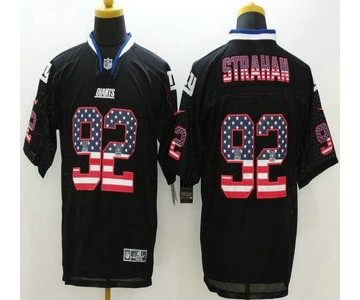 Men's New York Giants #92 Michael Strahan Nike 2015 USA Flag Fashion Black Elite Jersey