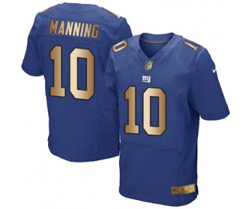 Nike Giants #10 Eli Manning Royal Blue Team Color Men's Stitched NFL Elite Gold Jersey