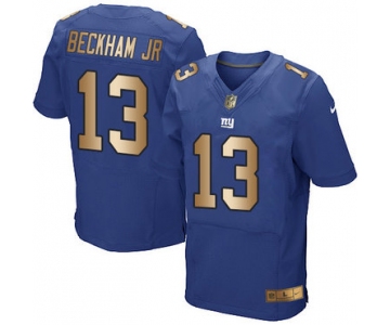 Nike Giants #13 Odell Beckham Jr Royal Blue Team Color Men's Stitched NFL Elite Gold Jersey