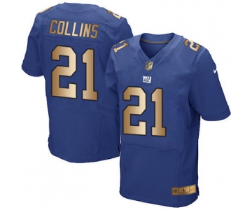 Nike Giants #21 Landon Collins Royal Blue Team Color Men's Stitched NFL Elite Gold Jersey