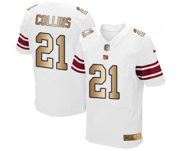 Nike Giants #21 Landon Collins White Men's Stitched NFL Elite Gold Jersey