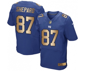 Nike Giants #87 Sterling Shepard Royal Blue Team Color Men's Stitched NFL Elite Gold Jersey