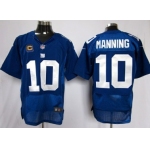 Nike New York Giants #10 Eli Manning Blue C Patch Elite Jersey