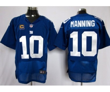 Nike New York Giants #10 Eli Manning Blue C Patch Elite Jersey
