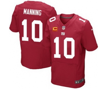 Nike New York Giants #10 Eli Manning Red C Patch Elite Jersey