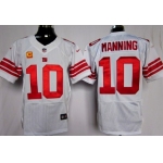 Nike New York Giants #10 Eli Manning White C Patch Elite Jersey