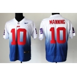 Nike New York Giants #10 Eli Manning White/Blue Fadeaway Elite Jersey