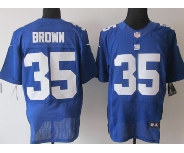 Nike New York Giants #35 Andre Brown Blue Elite Jersey