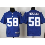 Nike New York Giants #58 Mark Herzlich Blue Elite Jersey