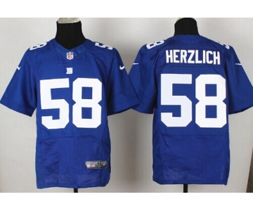 Nike New York Giants #58 Mark Herzlich Blue Elite Jersey