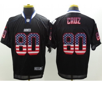 Nike New York Giants #80 Victor Cruz 2014 USA Flag Fashion Black Elite Jersey