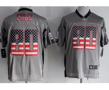 Nike New York Giants #80 Victor Cruz 2014 USA Flag Fashion Gray Elite Jersey