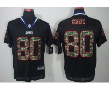 Nike New York Giants #80 Victor Cruz Black With Camo Elite Jersey