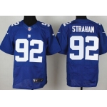 Nike New York Giants #92 Michael Strahan Blue Elite Jersey